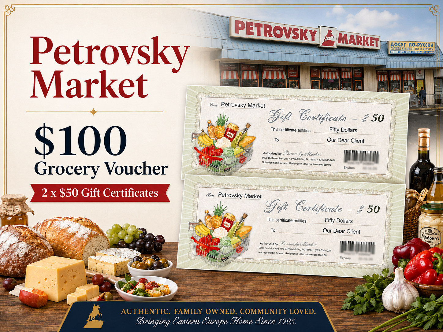 Petrovsky Market — $100 Grocery Voucher