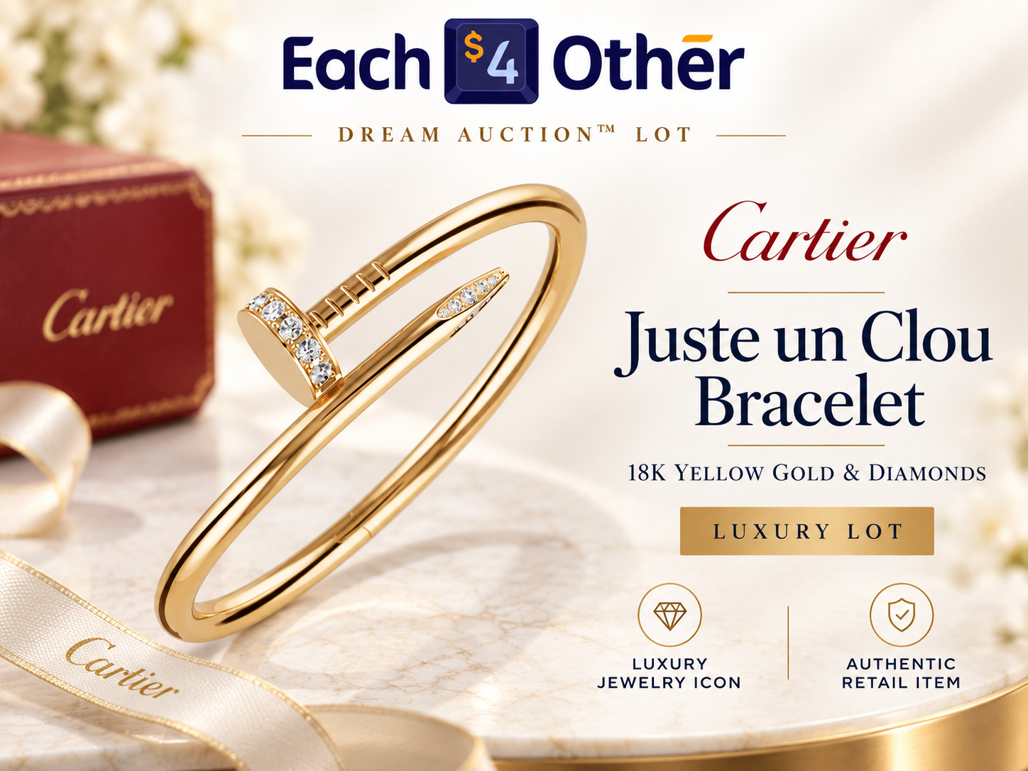 Cartier Juste un Clou Bracelet — 18K Yellow Gold & Diamonds