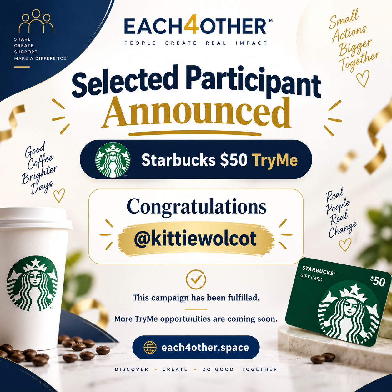 Congratulations to our selected participant! ☕️🎉