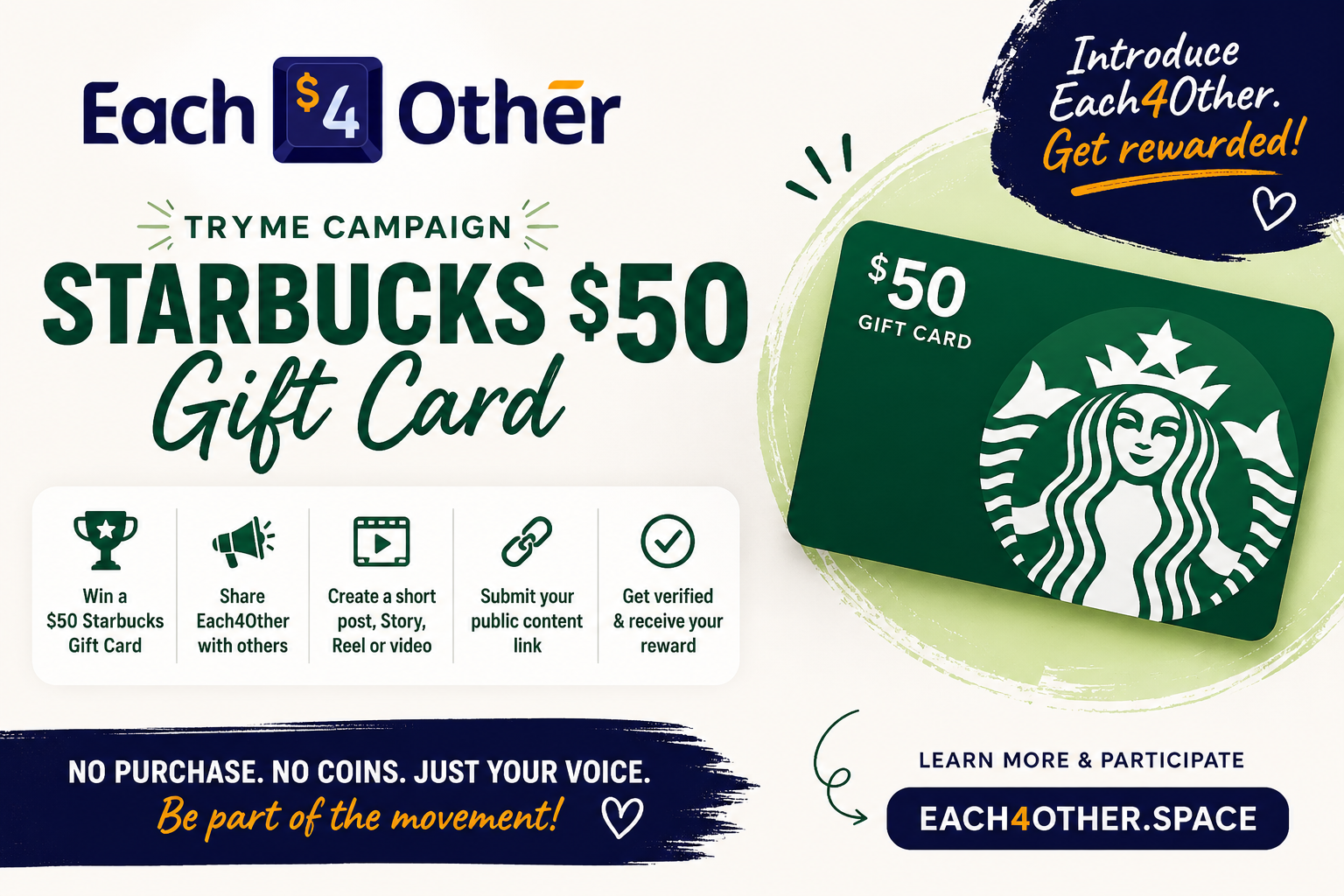 Free!Starbucks $50 Gift Card